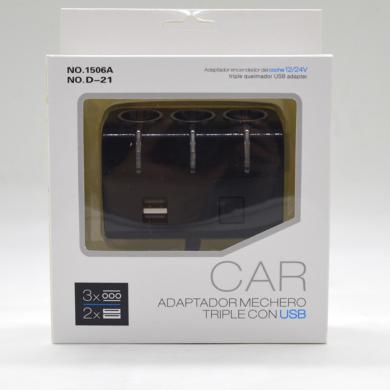 Automobilinis šakotuvas 3 lizdai + 2 USB 3.1A-0