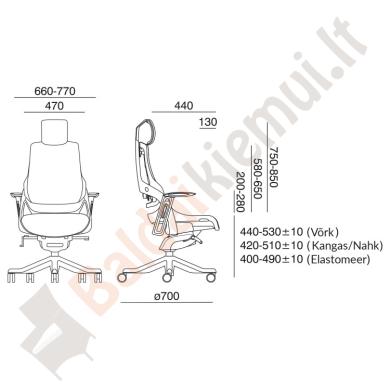 Darbo kėdė WAU su galvos atrama, 65xD49xH112-129cm-2