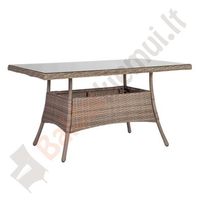 Lauko baldų komplektas TOSC su 6 foteliais, 140x80xH73cm, aliumo rėmas pintas plastiko vytele-2