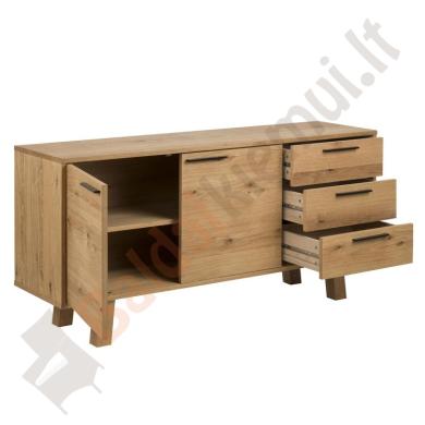 Indauja CHAR 150x40xH75cm, 2-durys, 3-stalčiai, medžiaga: ąžuolas, alyvuota-2