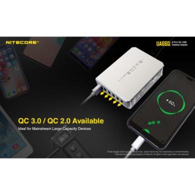 Nitecore UA66Q 6 lizdų USB įkroviklis - maitinimo adapteris-2