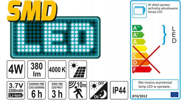 LED šviestuvas YATO su judesio davikliu 4W, YT-81860-1