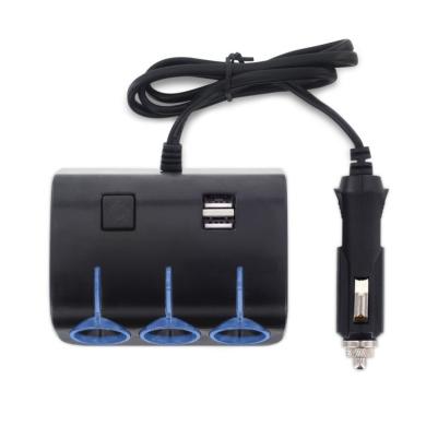 Automobilinis šakotuvas 3 lizdai + 2 USB 3.1A-1