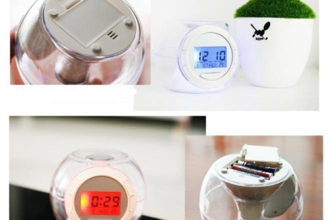 Skaidrus baltas obuolio formos LCD žadintuvas-0