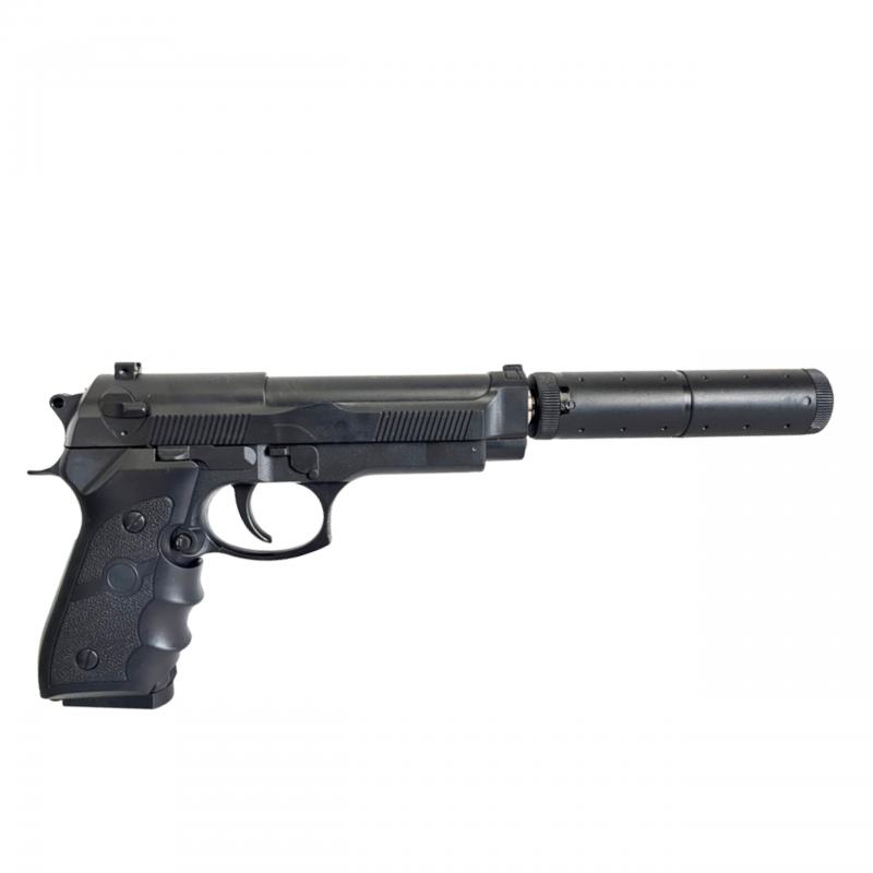Airsoft spyruoklinis pistoletas su duslintuvu-0