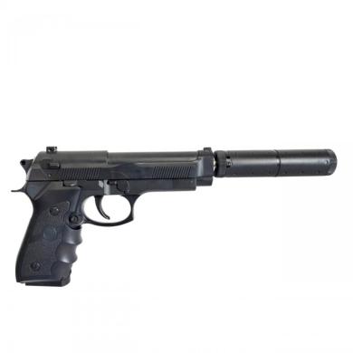 Airsoft spyruoklinis pistoletas su duslintuvu-0