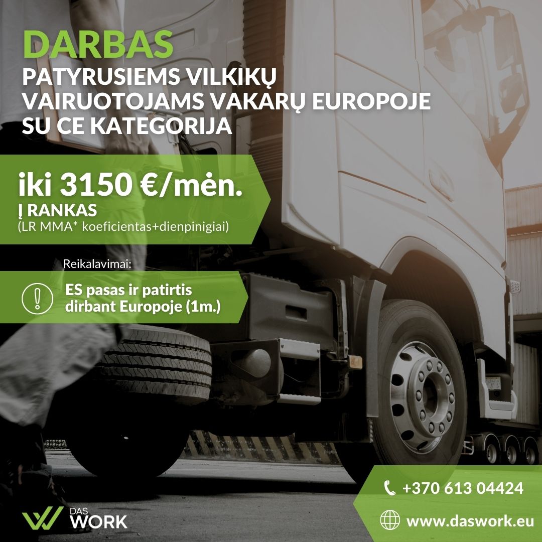 Darbas vilkikų vairuotojams (CE kat.) Europoje-0