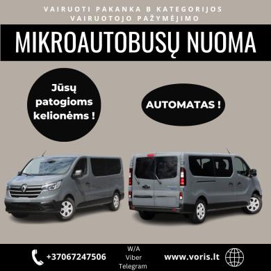 *Mikroautobusų nuoma Alytuje ir Kaune *Mikroautobusų nuoma Kaune - Ilgalaikė nuoma *Keleiviniai mikroautobusai *Mikroautobusų nuoma Alytuje - Ilgalaikė ir trumpalaikė nuoma *pigus ir patogus būdas keliauti su visa šeima ar draugų kompanija *9 sėdimų vietų-0