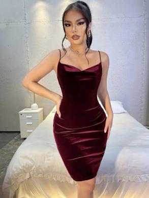 Elegantiška suknelė be rankovių, spalva burgundija 83147-0