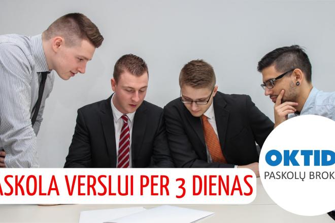 Paskola verslo pradžiai nuo Paskolų brokerio OKTIDA-0