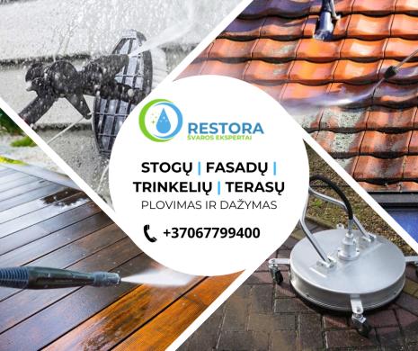Stogų, trinkelių, fasadų, terasų plovimas-0