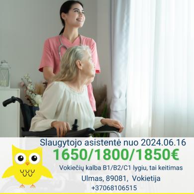 Slaugytojos asistentės darbo pasiūlymas Ulme, 89081, Vokietijoje nuo 2024.06.16-0