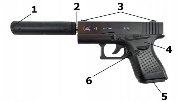 Airsoft pistoletas su duslintuvu PK-C43-1-1
