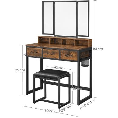 Kosmetinis makiažo staliukas su taburete Dole - RVT004B01-1
