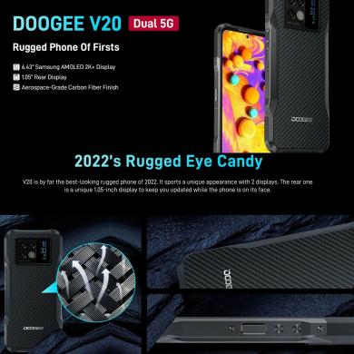 DOOGEE V20 Dual 5G 8GB 256GB atrakintas tvirtas telefonas išmanusis telefonas 64MP, galinis ekranas-1