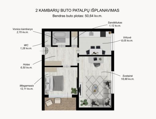 Vilnius, Užupis, Polocko g., 2 kambarių butas-3