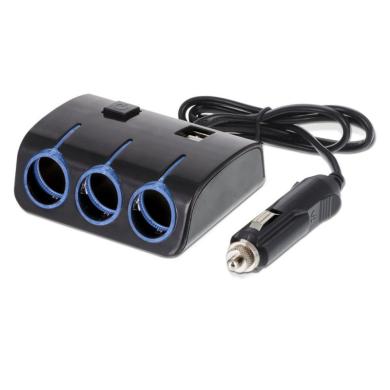 Automobilinis šakotuvas 3 lizdai + 2 USB 3.1A-2