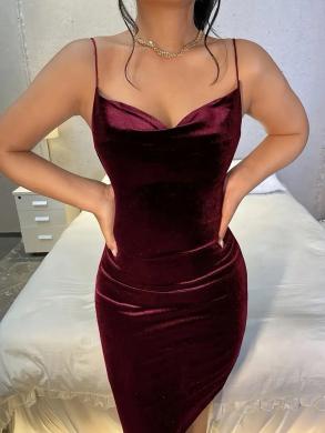 Elegantiška suknelė be rankovių, spalva burgundija 83147-2