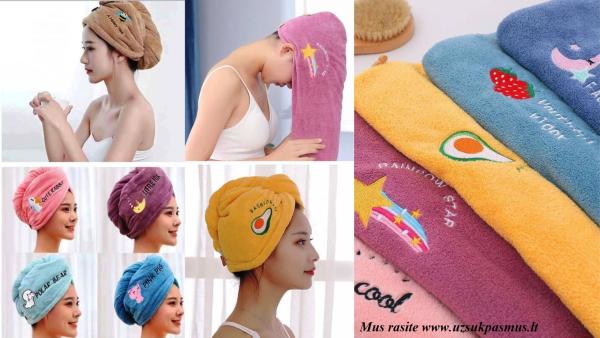 Turbanai, t.y. galvos rankšluosčiai. Minkštučiai, švelnūs, pastelinių spalvų-2