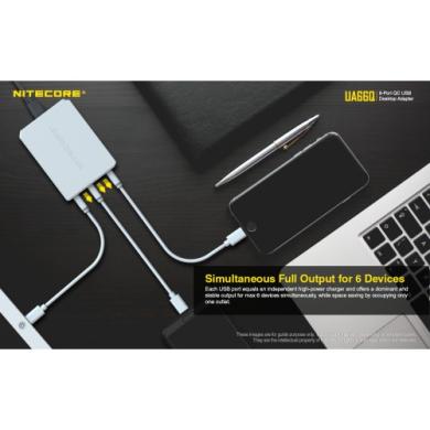 Nitecore UA66Q 6 lizdų USB įkroviklis - maitinimo adapteris-5