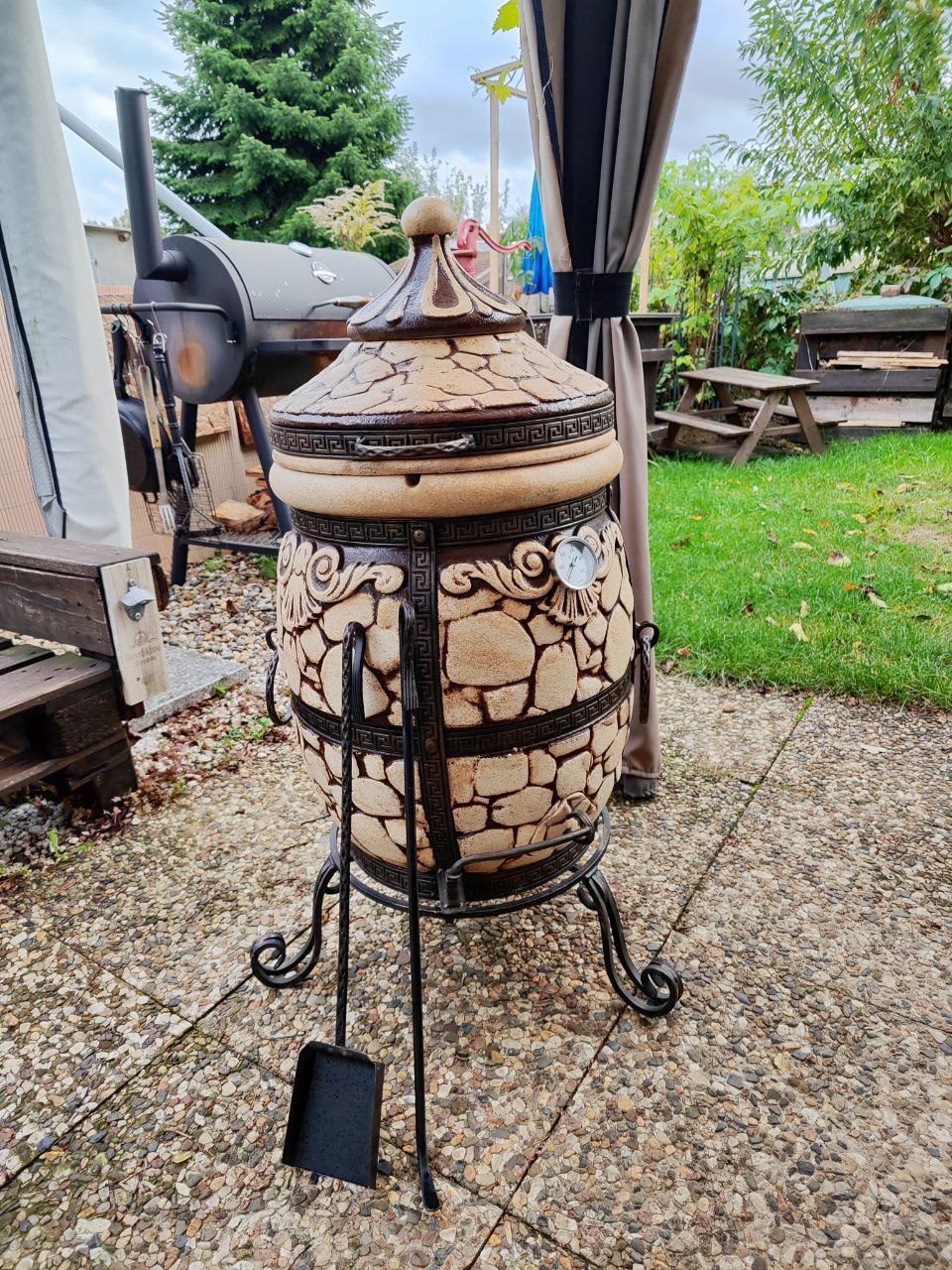 Tandoori 65L akmens krosnis | Grilio krosnis pagaminta iš ugniai atsparaus molio-0