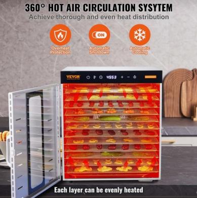 Vaisių, vaistažolių džiovintuvas, džiovintuvas 10 padėklų-3