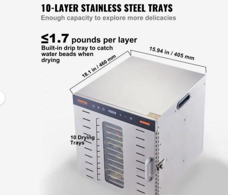 Vaisių, vaistažolių džiovintuvas, džiovintuvas 10 padėklų-4