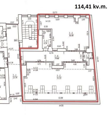 Nuomojamos Biuro patalpos centre Liepų g. Plotai 73,22 kv.m. 103,57 kv.m. 114,41 kv.m. 353,06 kv.m.-1