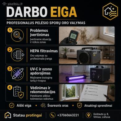 Pelėsio sporų šalinimas ore | HEPA + UV + Ozonas-1