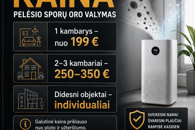 Pelėsio sporų šalinimas ore | HEPA + UV + Ozonas-0