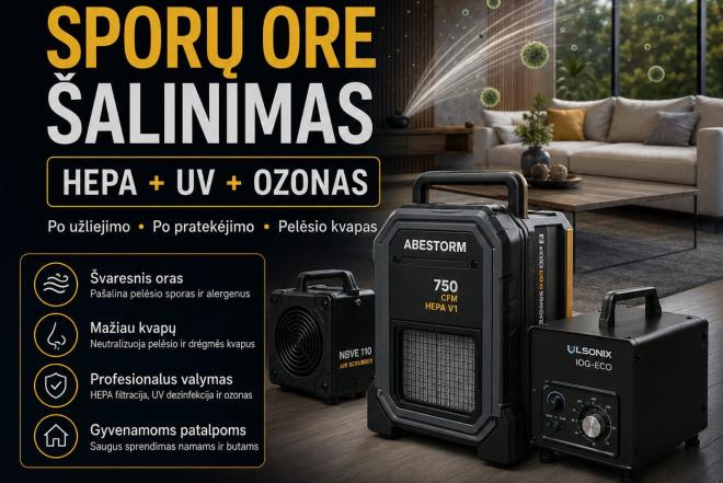 Pelėsio sporų šalinimas ore | HEPA + UV + Ozonas-0