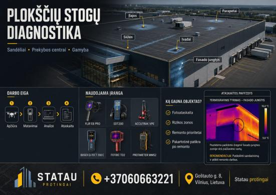 Plokščių stogų ir fasadų pratekėjimų diagnostika-3