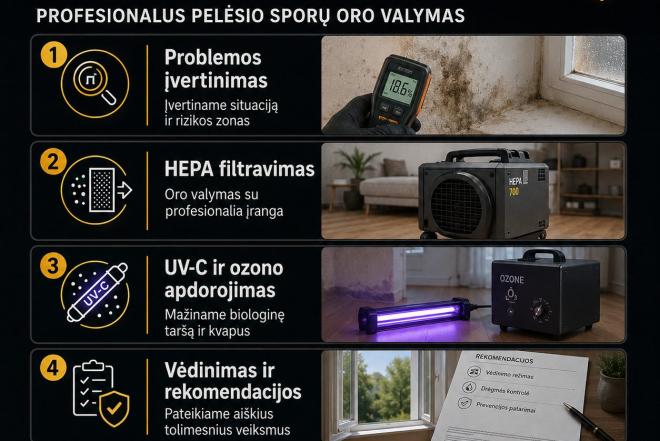 Pelėsio sporų šalinimas ore | HEPA + UV + Ozonas-0