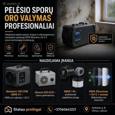Pelėsio sporų šalinimas ore | HEPA + UV + Ozonas-2