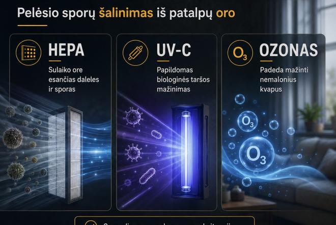Pelėsio sporų šalinimas ore | HEPA + UV + Ozonas-0