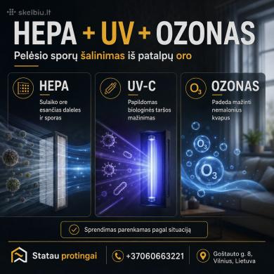 Pelėsio sporų šalinimas ore | HEPA + UV + Ozonas-2
