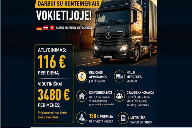 Darbas Vokietijoje! CE kategorijos vairuotojai darbui su konteineriais-0