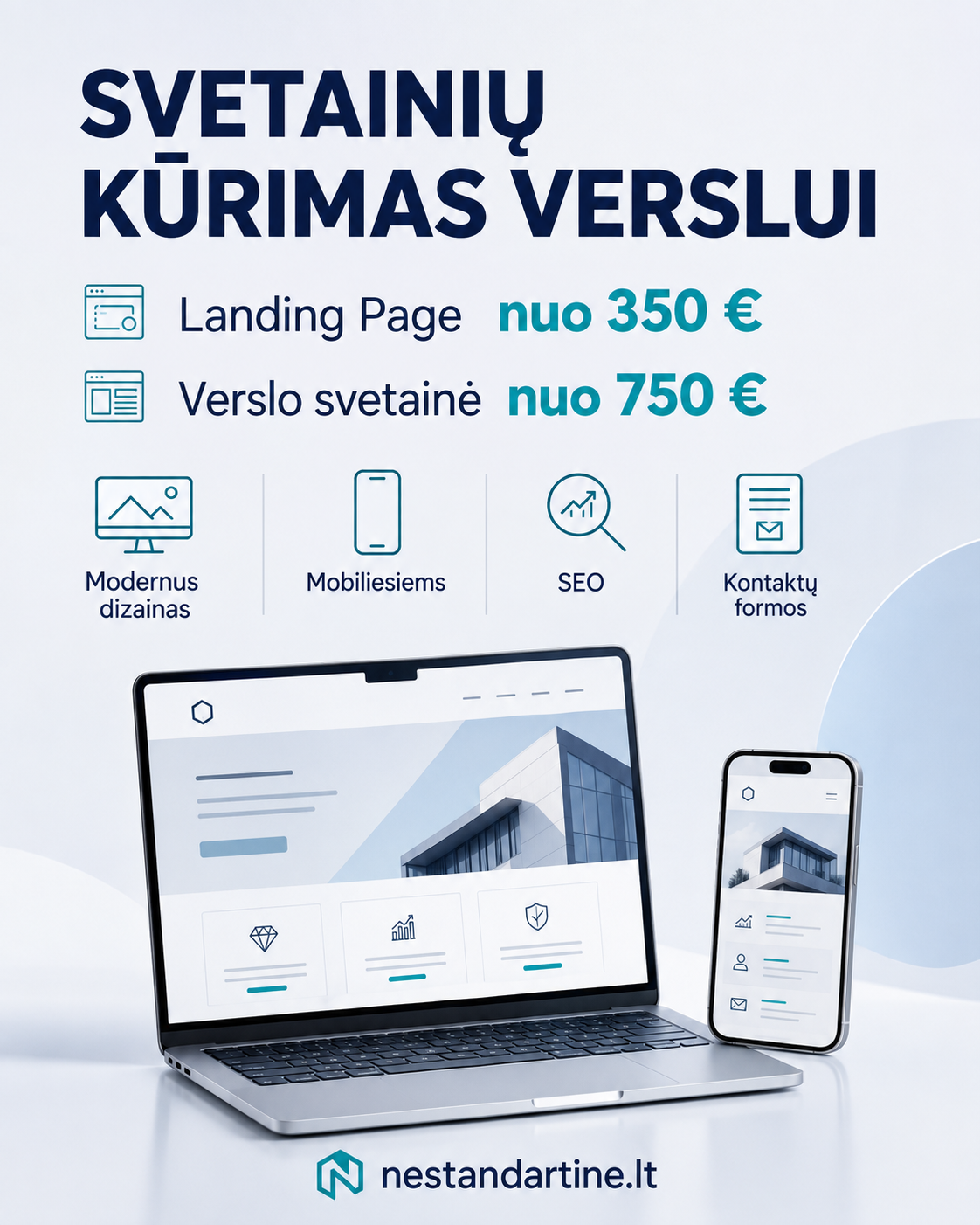 Interneto svetainių kūrimas verslui | Landing Page nuo 350 €-0