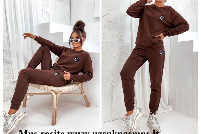 Medvilniniai moteriški laisvalaikio kostiumas apkūnioms-0