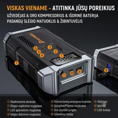 Auto užvedėjas,paleidėjas kompresorius 4 in 1-4