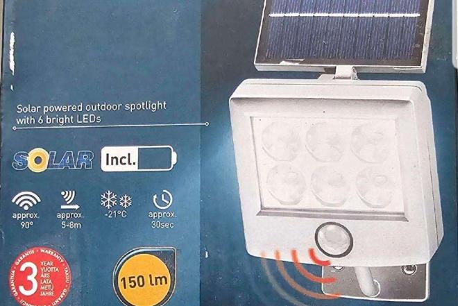 LED prožektorius su saulės panele-0