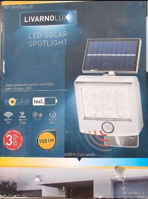 LED prožektorius su saulės panele-0