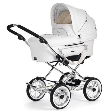 EmmalJunga Mondial De Luxe - Classic White Leatherette Pram Package-1